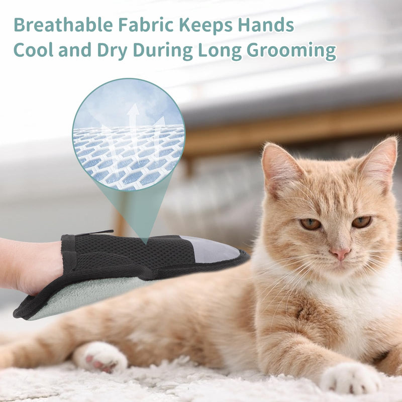 2 Pcs Pet Hair Removal Glove, Reusable Double Sided Pet for Grooming with Pet Comb - PawsPlanet Australia