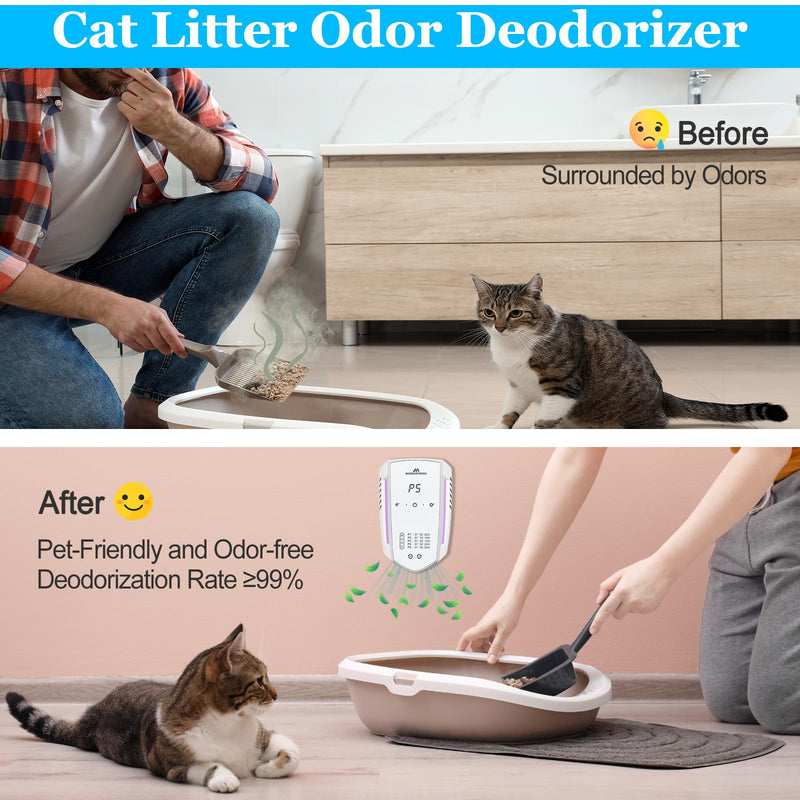 Cat Litter Deodorizer 99% Pets Poof Odor Eliminator Air Purifier Ozone Odor Removal Air Freshener for Home & Pets Litter Box Room Wardrobe Shoe Cabinet Toilet White Cat Odor Removers - PawsPlanet Australia