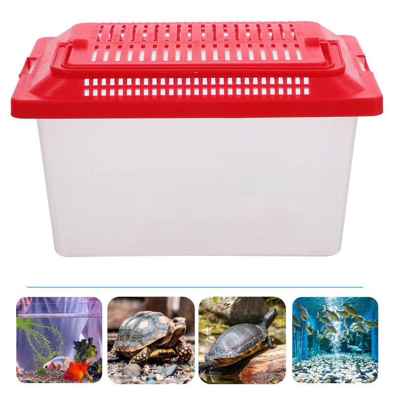 Portable Fish Tank Handheld Aquarium Transparent Turtle Box Compact Plastic Pet Hamster Carrier 7.08X4.33X4.33 Inches for Travel and Home Use 18x11cm
