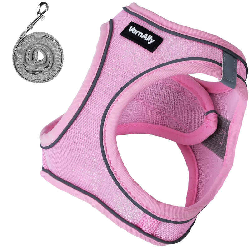 Sparkly Dog Harness Small Sized and Leash Set for Small Dogs Cats,Pink XXS Puppy Harness, Step in Soft Dog Reflective Vest, Breathable Mesh Pet Harness. (Pink, XXS) Pink - PawsPlanet Australia