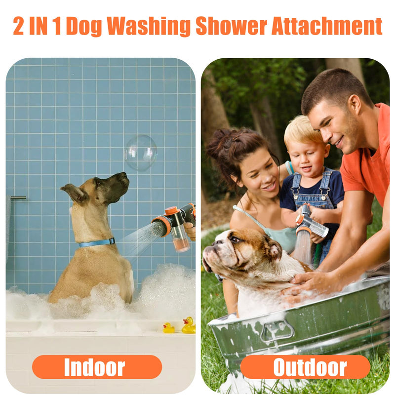Dog Washing Hose Attachment for Pet Bathing with Black Shower Diverter, Pup Dog Wash Hose Nozzle Shampoo Sprayer for Indoor Outdoor Pet Shower, Dog Shower Attachment with Dog Brush - PawsPlanet Australia