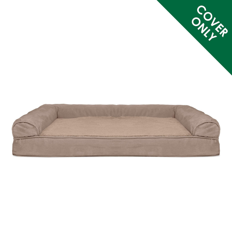 Furhaven Replacement Dog Bed Cover Plush & Suede Sofa-Style, Machine Washable - Almondine, Jumbo Plus (XX-Large) Cover Only 53" x 40" x 0.25" (Plush & Suede) Almondine - PawsPlanet Australia