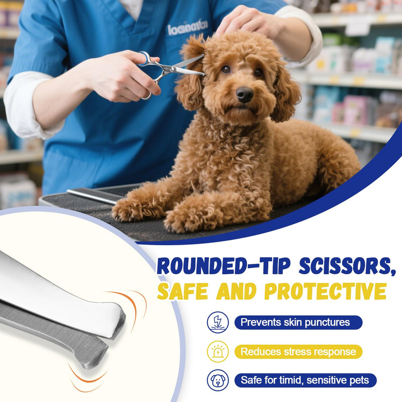 Dog Ear Hair Removal Kit - Ear Powder,Blunt Tip Grooming Scissors&Tweezers Set - Safe Hair Plucking Tool for Dogs,Ear Cleaner for Itching,Infection Treatment for Poodles, Doodles Ear Cleaning Kit - PawsPlanet Australia