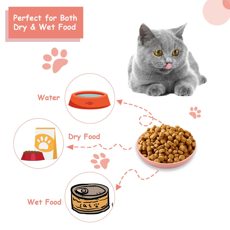 6-Pieces Whisker Fatigue Cat Bowl - 5.5 Inch Shallow Cat Food Dish Wide Cat Wet Feeding Bowls, PET Plate for Kittens and Short Legged Cat, Wheat Straw - PawsPlanet Australia