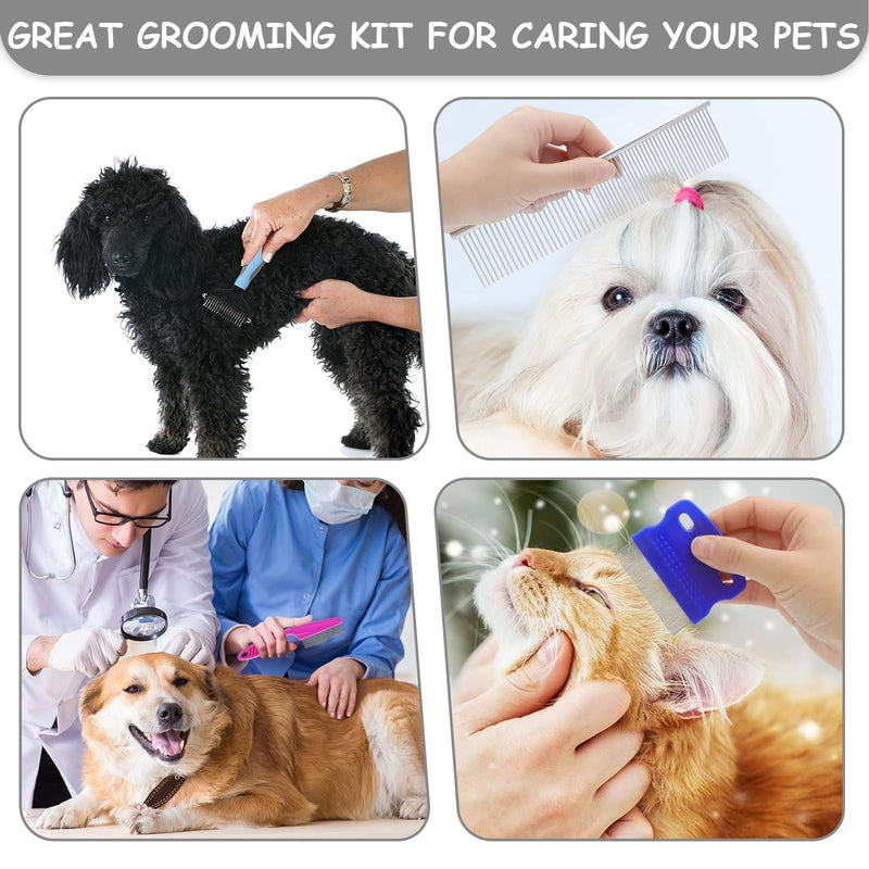 7 Pack Pets Grooming Brush Comb Kit,Double-Side Deshedding Dematting Dog Brush,Undercoat Rake for Dogs & Cats,with Metal Comb,Flea Comb,Open Knot Comb,Fine-Teeth Comb,Tear Stain Remover Comb Pet Combs with Deshedding Brush - PawsPlanet Australia