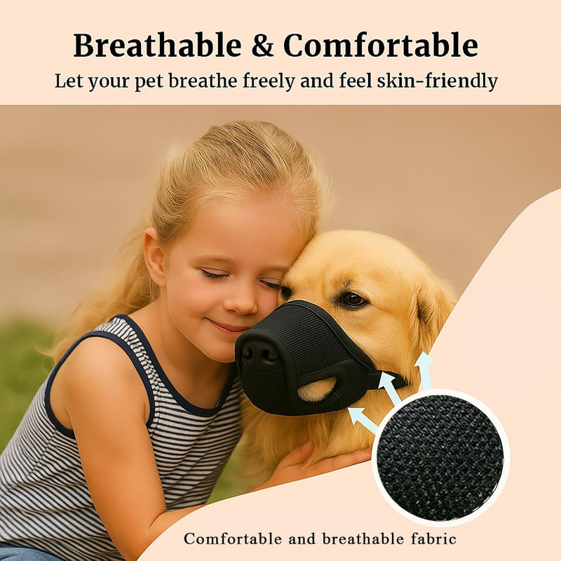 Dog Muzzle – Mesh Soft Muzzle for Small Medium Large Sized Dogs, Adjustable for No Bark, Scavenging, Licking & Chewing, Prevent Biting, Black (XL) XL - PawsPlanet Australia