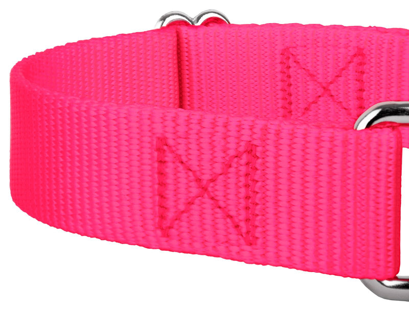 Country Brook Petz Martingale Dog Collar - Heavy-Duty Training Collar with No Buckle - Service Dog Collar for All Pups - Vibrant, Colorful Collection - Medium, Hot Pink Medium (Pack of 1) - PawsPlanet Australia