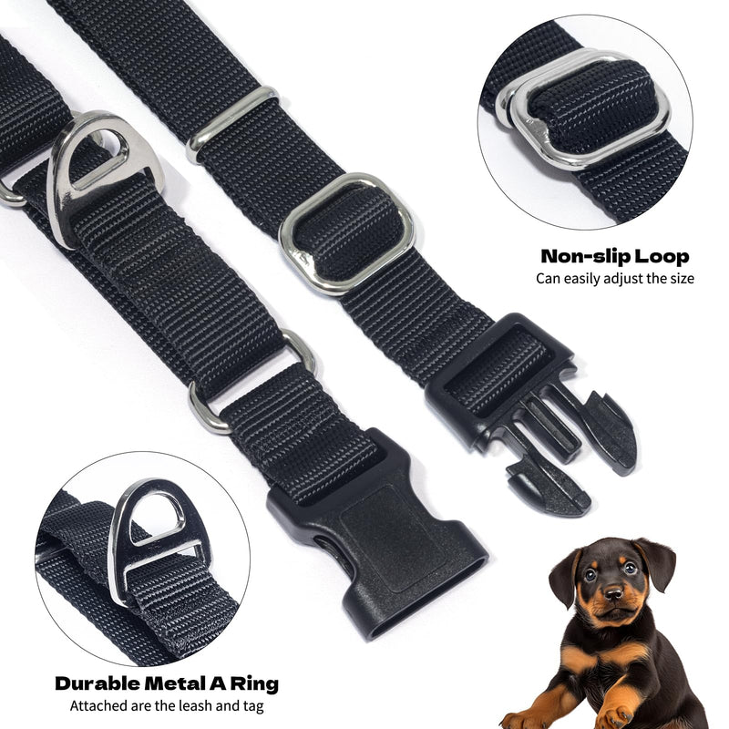 Rttochfy Martingale Dog Collars, Adjustable Nylon Dog Collar with Quick Release Buckle, No Choke Training Collar for Small Medium Large Dogs (Black, M) Black - PawsPlanet Australia