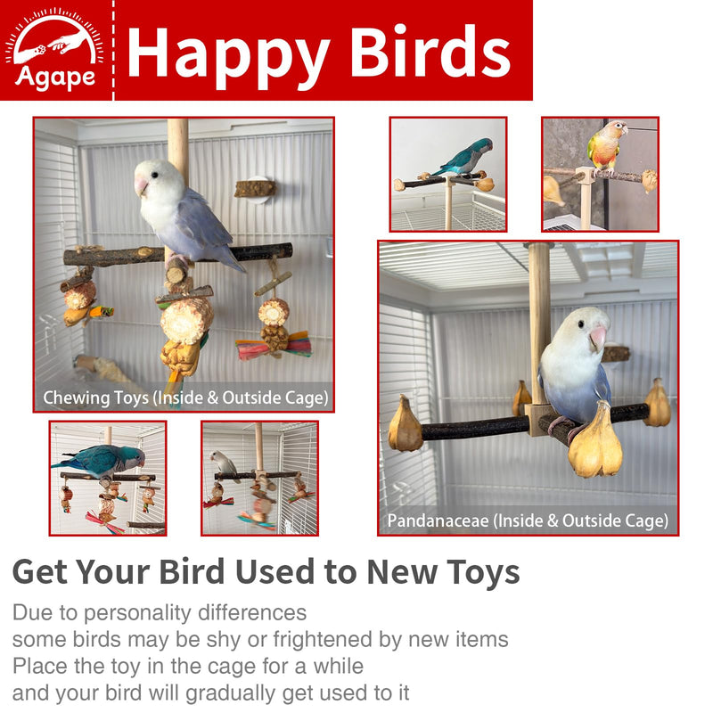 Agape Rotating Parrot Perch Toy with Chew Toy, Natural Wooden Perch Stand for Small & Medium Birds, Bird Cage Accessory with Exercise Wheel for Parakeets Cockatiels Lovebirds Conures Finches Budgies Natural Wood Color Chew Toys - PawsPlanet Australia