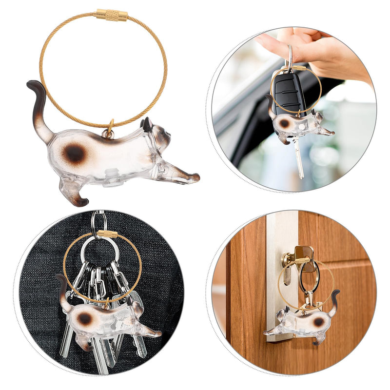 Healifty Pet Hair Keychain with Transparent Plastic Box for Storing Cat Hair, Organizer with Siamese Cat Design for Cat Lovers and Keepsakes