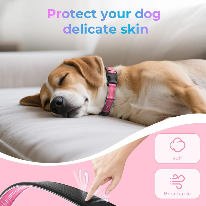 Waterproof AirTag Dog Collar - Reflective Comfortable Dog Collars with Air Tag Holder - GPS Dog Tracker Collar with Quick Easy Install - for Large Medium Small Dogs(Pink, M) M(14.7"-19") PINK - PawsPlanet Australia