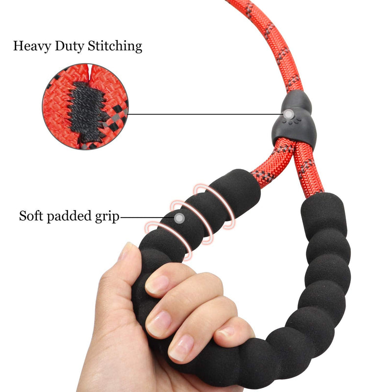 TagME Slip Leads for Dogs, 6 FT Heavy Duty Slip Leash with Padded Handle, Strong Rope No Pull Pet Training Leash for Small Dogs,Red S-5/16"x6'(0-50lbs) Red - PawsPlanet Australia
