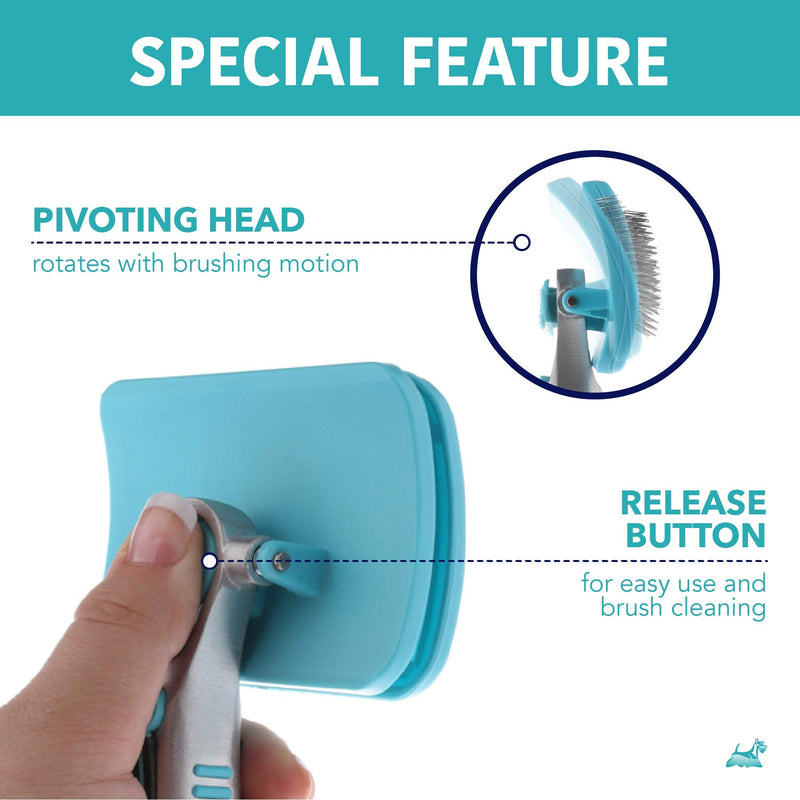 Ergonomic Pivoting Slicker Brush for Medium Dogs - Self Cleaning and Shedding Control for Loose Hair and Mats - PawsPlanet Australia