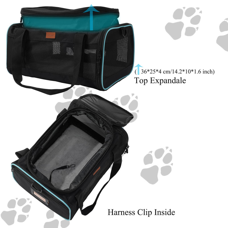 Cat Carriers Soft Small Dog Carrier Airline Approved Softsides Pets Bag,Black,Lightweight,Luxury Style,Top Expandable,Guaranteed on Cabin Board Flight Travel Recommend Under 15 lbs 15.5"L x 12.0"W x 9.0"H Black - PawsPlanet Australia