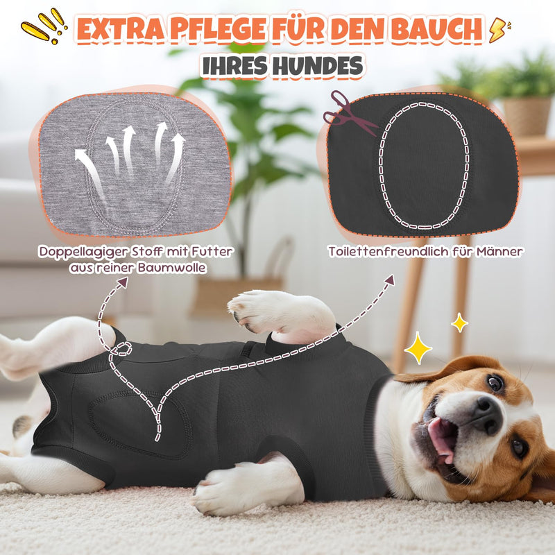 Eyein Dog Bodysuit After Surgery, Breathable Adjustable Onesie for Female and Male Dogs, Anti-Licking and Wound Protection, Alternative to E-Collar and Funnel After Surgery, Dark Grey, S darkgray