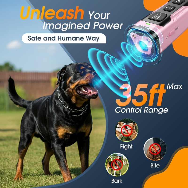 Dog Bark Deterrent Devices, Ultrasonic Anti Barking Device for Dogs, Stopping Own or Neighbor's Dog Barking,Portable Dog Training Device, Safe & Effective for Indoor & Outdoor Use, Pink - PawsPlanet Australia