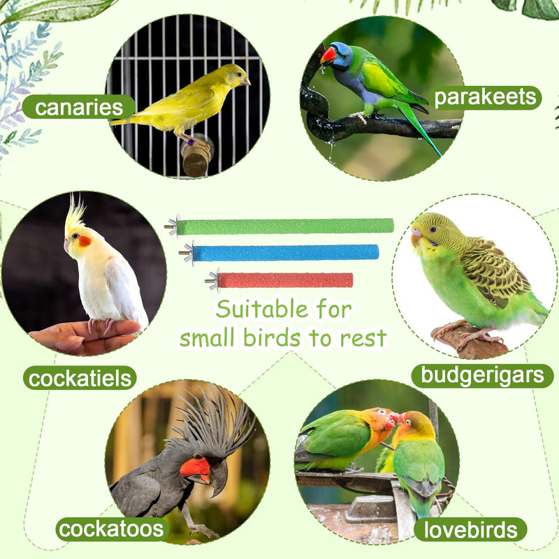 3 Pcs Wood Bird Cage Perch Parrot Perch Stand, Wood Perches Toy Platform Paw Grinding Stick Bird Perches Covers Cage Accessories for Small Medium Birds Like Parakeet Budgies Lovebird Canary (Colorful) 3 Pcs