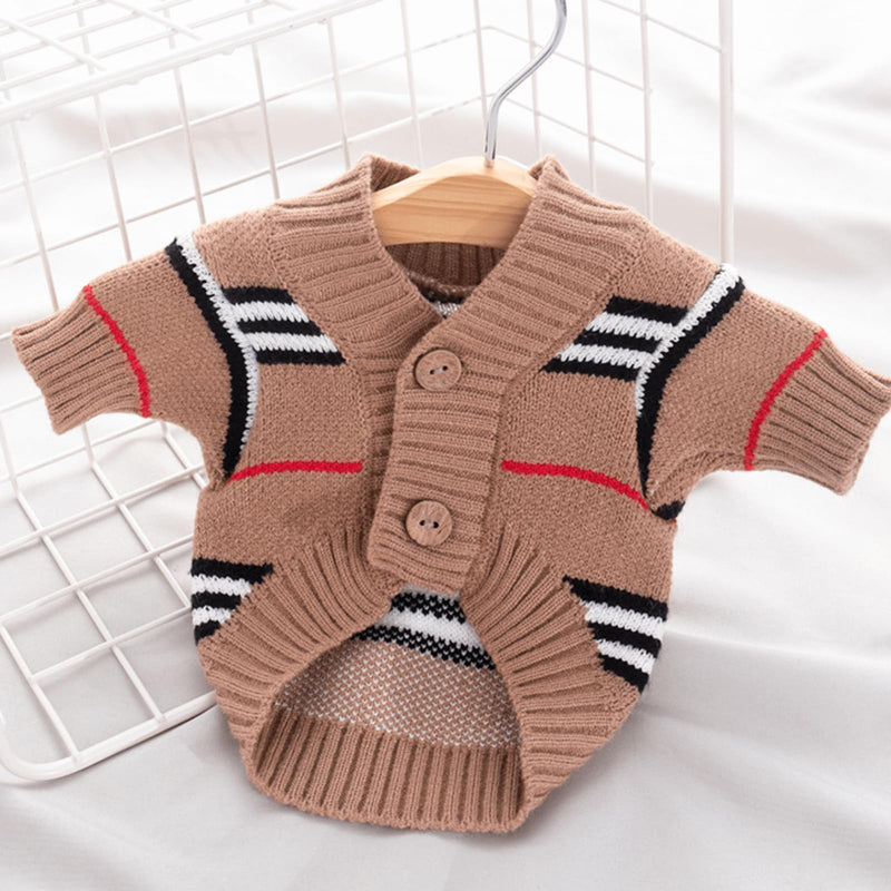 Cute Knitted Cat Sweaters Warm Striped Dog Apparel Thickened Winter Kitten Sweaters for Indoor Cats and Small Dogs (Stripe 1,M (3.3-5.5lbs)) Stripe 1 M (3.3-5.5lbs) - PawsPlanet Australia