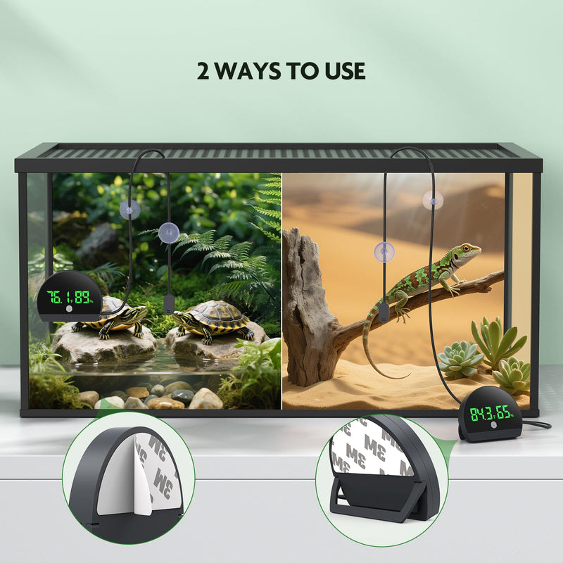 PAIZOO Reptile Thermometer Hygrometer, LED Reptile Tank Thermometer and Humidity Gauge, Rechargeable Digital Hygrometer for Reptile Tank Accessories, Switch Between ℉/℃, Always-on Display Mode - PawsPlanet Australia