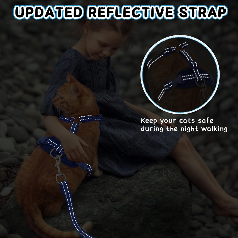 Supet Cat Harness and Leash for Walking Escape Proof, Adjustable Harness for Cats, Easy Control Small Cat Harness for Medium Large Kitten and Dogs S Black Small (Chest: 10.0" - 15.0")