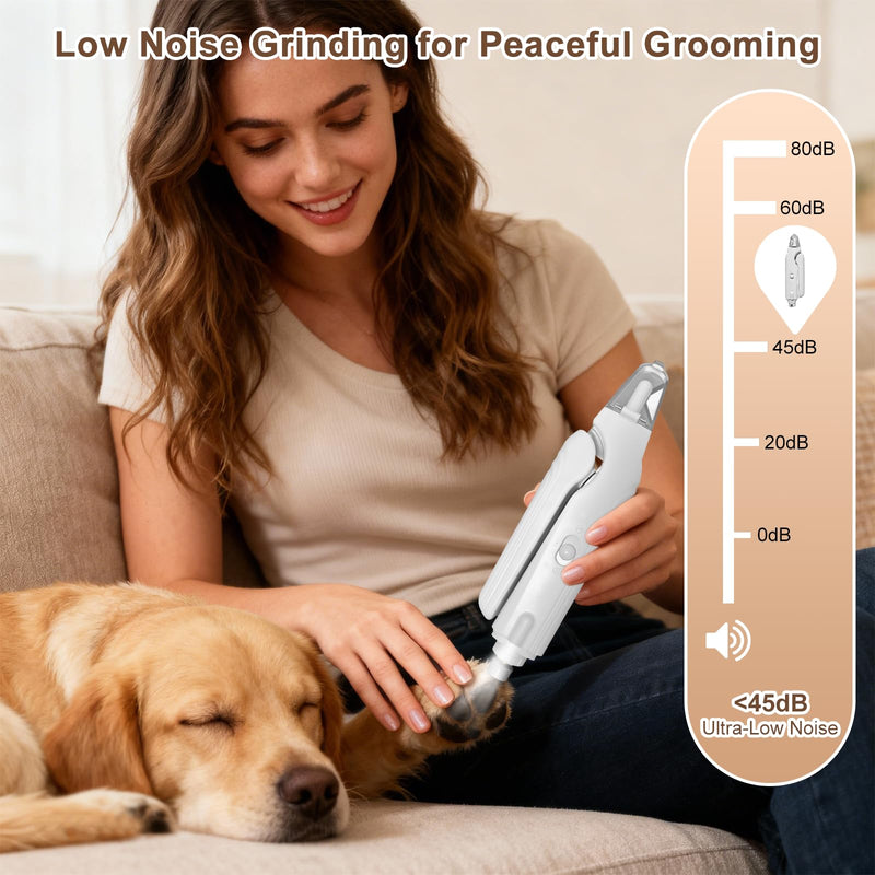2-in-1 Dog Nail Clippers and Cat Nail Clippers with Light, Quick Sensor and Safety Guard, USB Rechargeable Pet Nail Trimmer with 2 LED Lights for Large Medium Small Dogs and Cats (White) White - PawsPlanet Australia