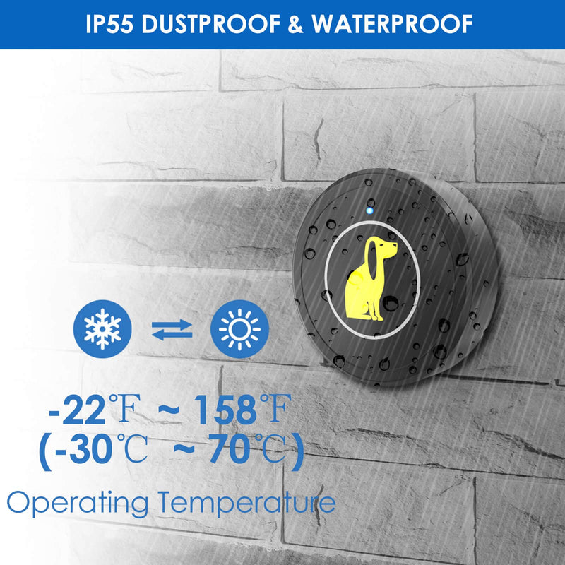 Dog Doorbell, Dog Bell for Training Doggie Door Bell for Dog Puppy Training Sliding Door/Go Outside Doorbell and Waterproof Touch Button 1 Transmitter + 1 Receiver - PawsPlanet Australia
