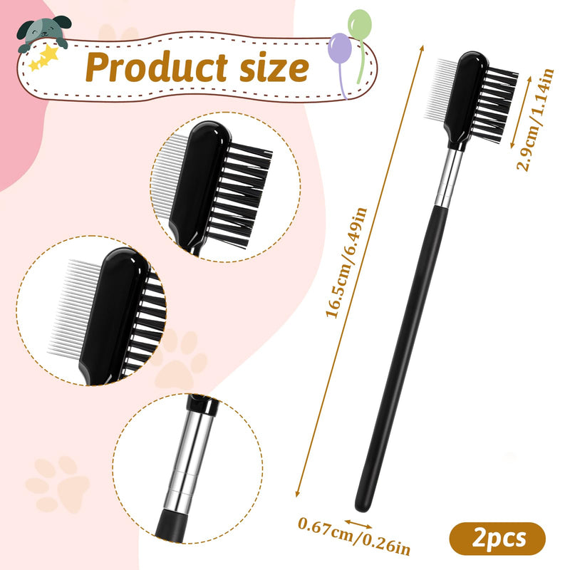 2 PCS Double-Sided Dog Grooming Combs, Dog Eye Combs Soft Bristles Dog Eye Cleaning Brush Facial Brush and Tear Stain Removal Tool for Dogs Puppies and Cats Removing Booger Flea Gunk Crust Mucus - PawsPlanet Australia