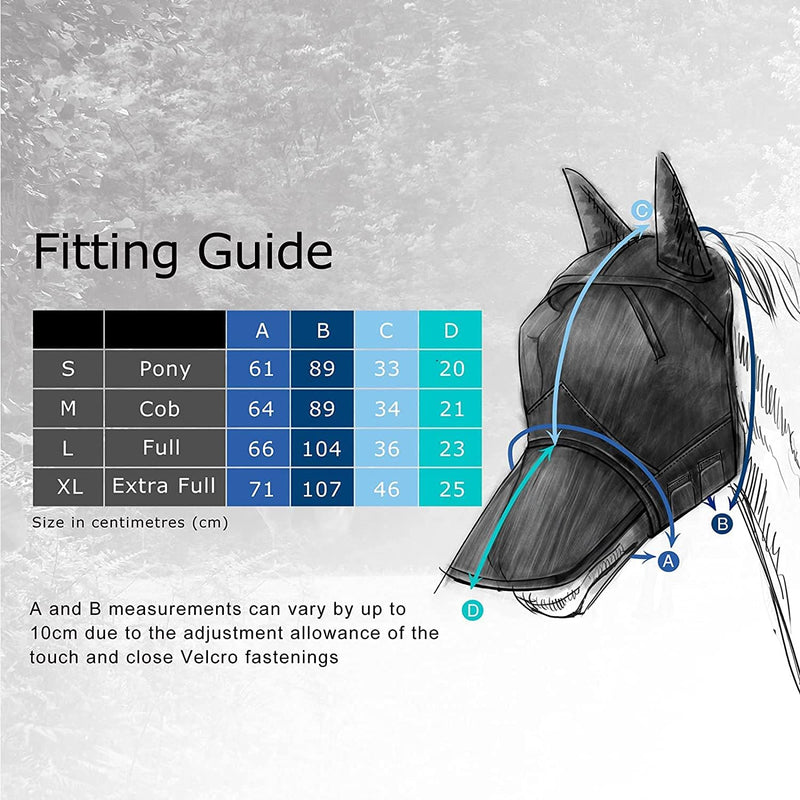 Harrison Howard CareMaster Horse Fly Mask Full Face No Ears Black Large Full Size Full (L) - PawsPlanet Australia