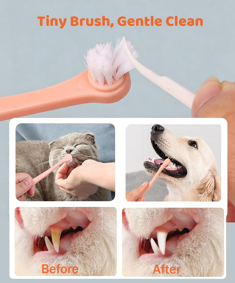 5Pack Ultra Soft Pet Toothbrush for Small Dog & Cat Toothbrush Set with 2 Finger Brushes - Soft Bristles for Gentle Pet Dental Care, Teething & Gingivitis Prevention for Puppies & Kittens Model A-small Head