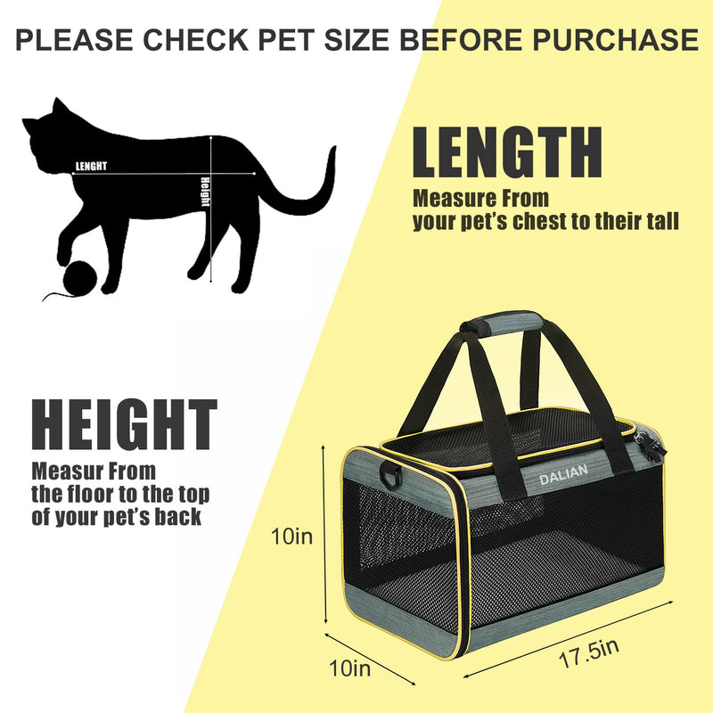 Cat Carrier Airline Approved Pet Carrier,Dog Carrier Soft-Sided Pet Travel Carrier Maximum Pet Weight 17 Pounds 17.5“x10 x10 - PawsPlanet Australia