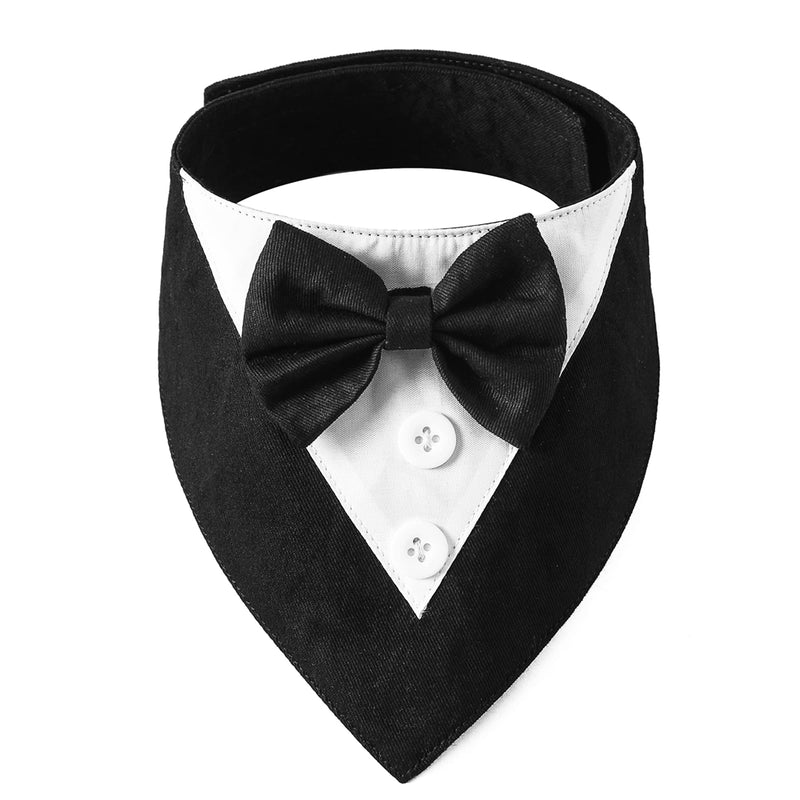 ADOGGYGO Formal Dog Tuxedo Wedding Dog Bandana Dog Wedding Tux with Bowtie Dog Birthday Costume Adjustable Dog Formal Outfit for Medium Dogs Pets (M, Black)