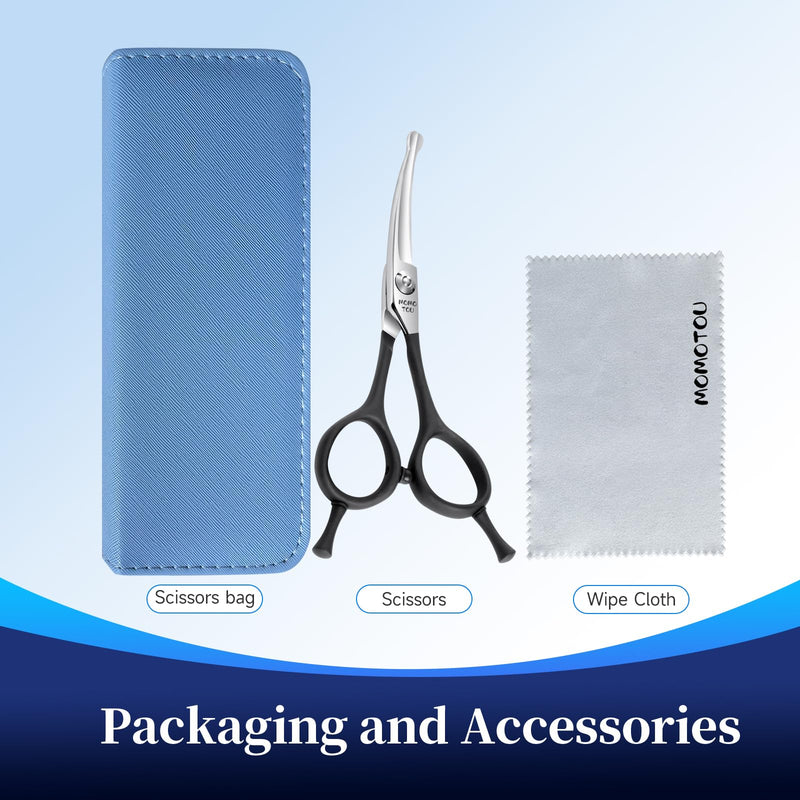 4.5" Small Dog Grooming Scissors with Comfortable Non-slip Handle and Safety Round Tip 440C Curved Sharp Blades Dog Shears for Eyes, Ears and Paws Easy to Use. Curved Scissors - PawsPlanet Australia