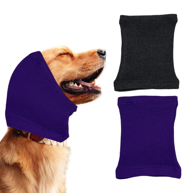 2Pcs Dog Snood, Dog Ear Defenders for Neck and Ears Warmer Noise Reduction, Ear Muffs Neck and Ears Warmer Noise Protection(Purple Grey)