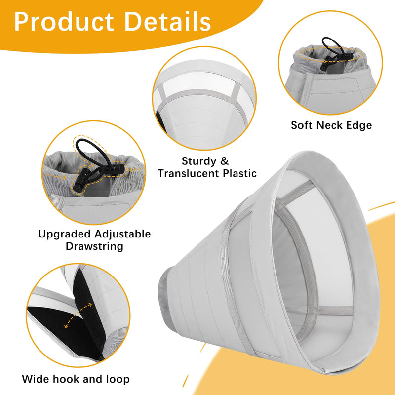 ASENKU Dog Cone Collar, Soft Adjustable Cone for Dogs to Stop Licking, Lightweight Recovery Dog Cone After Surgery, Pet E-Collar for Small, Medium & Large Dogs(Grey, XL) Grey