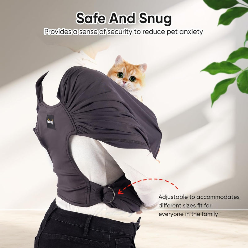 NATUYA Dog Sling Carrier, Small Dog Front Carrier, Lightweight Hands Free Puppy Carrier, Anti-Anxiety Cat Sling, Size Adjustable Premium Dog Carrier Sling Warp (Drak Grey) Drak Grey - PawsPlanet Australia