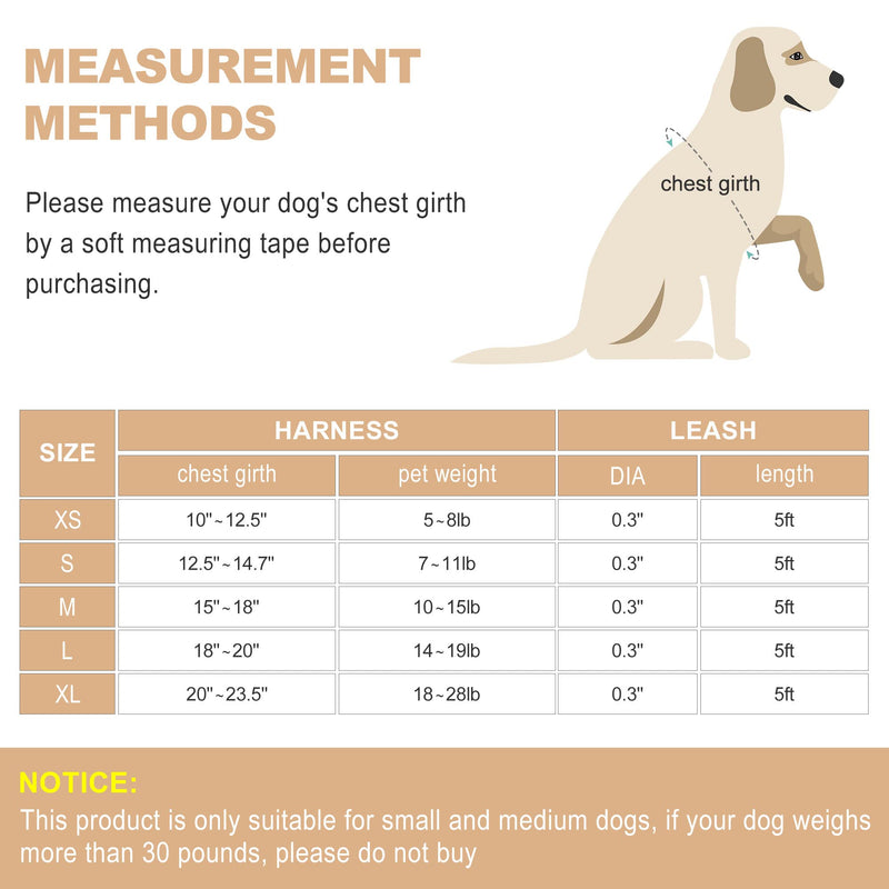 haapaw Dog Harness with Leash Set, No Pull Adjustable Reflective Step-in Puppy Harness with Thickened Padded Vest for Extra-Small/Small Medium Dogs M (Chest 15''-18'', Weight 10-15 lb) Beige - PawsPlanet Australia