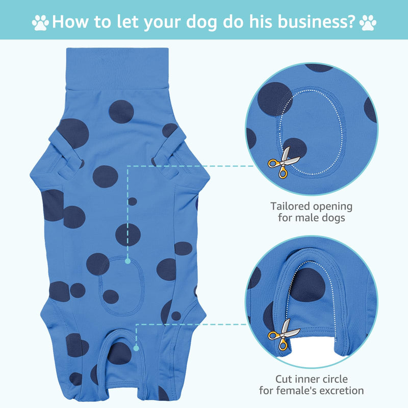 Dog Recovery Suit, Professional Dog Surgery Suit Post Spay, Neuter, Abdominal Surgical Suit for Male Female Dogs Can Pee, Prevent Licking Soft Breathable Cotton Covers Wound (Blue, X-Large) - PawsPlanet Australia