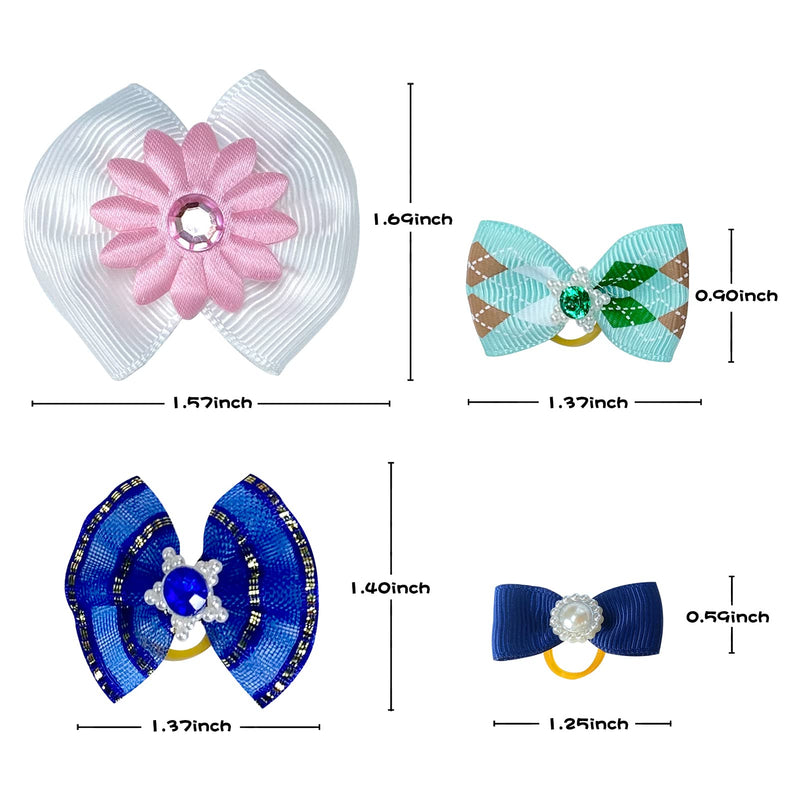 RIMOBUL 50PCS Yorkie Pet Hair Bows with Rubber Bands, Cute Small Dog Hair Bows Pet Handmade Hair Bowknot Puppy