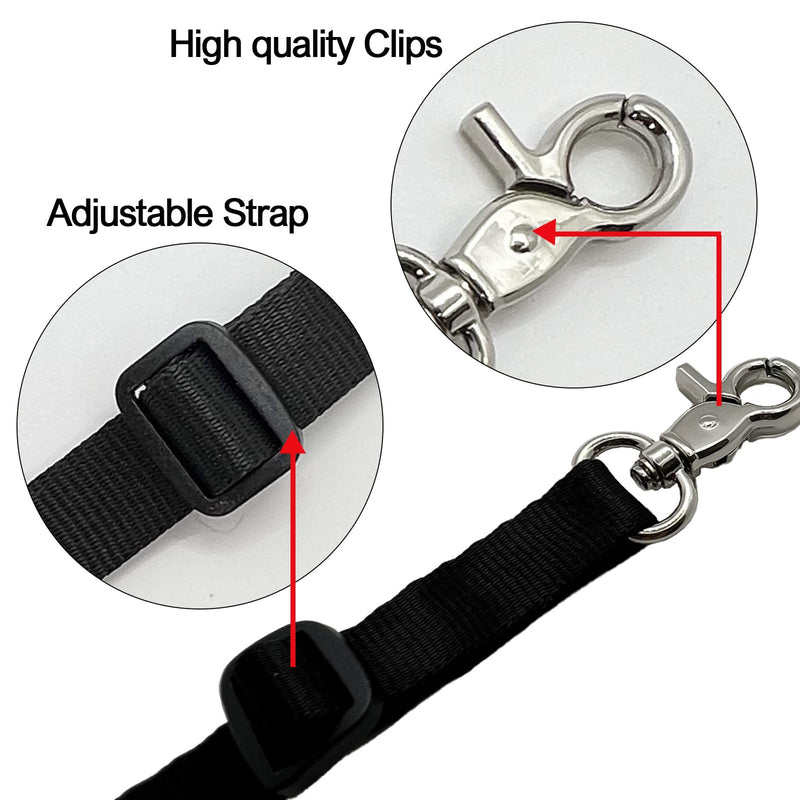 Adjustable Backup Safety Clip for Small Dogs, Double Ended Gentle Slip Collar Clip for Dog Harness Leash 7"-9.5" Black - PawsPlanet Australia