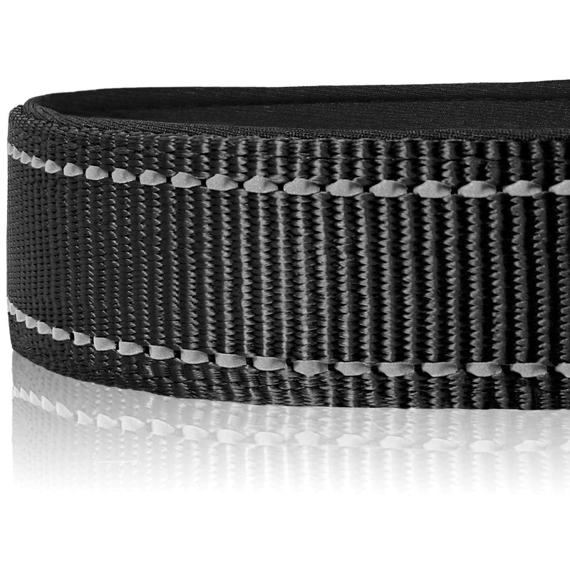 Joytale Reflective Dog Collar, Soft Neoprene Padded, Metal D-Ring, Nylon Pet Collar Adjustable for Large Dogs, Black, L Large (Pack of 1)