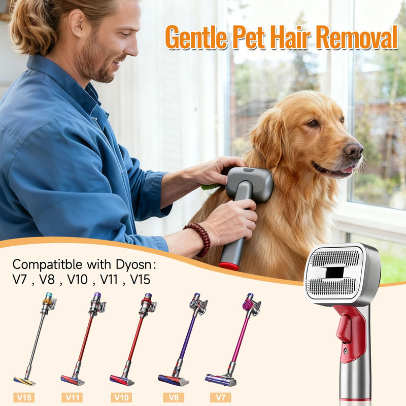 Pet Grooming Kit Dog Hair Vacuum Attachment for Dyson V7 V8 V10 V11 V15， Pet Hairs Parts Head Replacement，Effective Grooming & Cleaning， Hair Grooming Tools for Dog and Cat， 4 Pack
