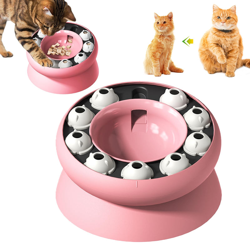 Cat Slow Feeder, Raised Cat Dog Food Bowls with Stand,Cat Puzzles Feeder Rotating Slow Feeder,Non-Slip Food Bowls Slow Eating Cat Feeder Preventing Choking (Pink) pink - PawsPlanet Australia