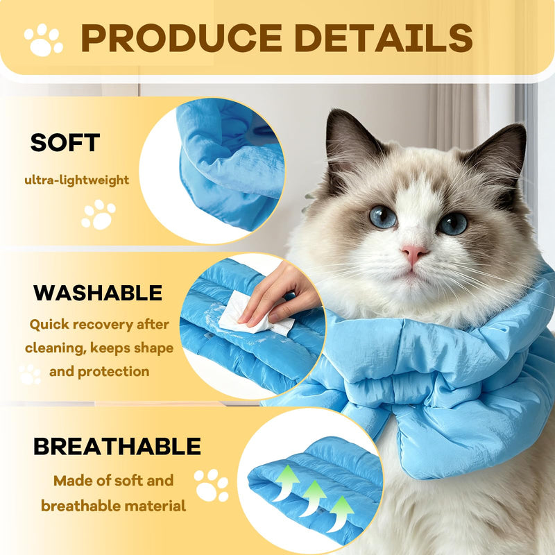 Cat neck brace, lick protection cat collar, recovery cat neck brace, adjustable, Elizabethan collar for cats and kittens, prevents licking of wounds, for use in case of injuries (Blue, S)
