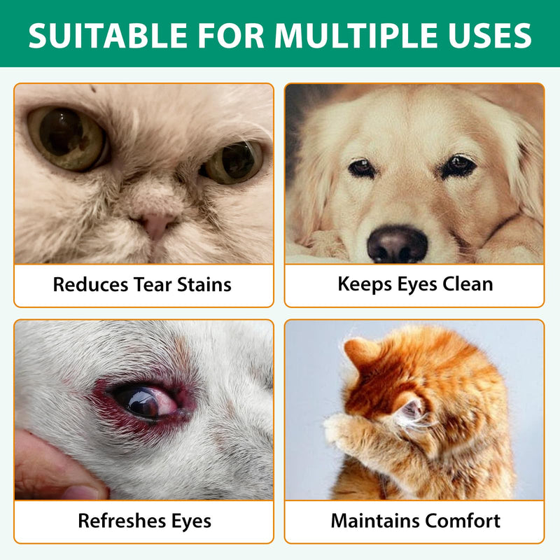 Dog Eye Drops 100ml, Eye Drops for Dogs and Cats, Relieve Eyes Itching & Irritation, Pink Eye & Allergies Symptoms, Effective Tear Stain Remover