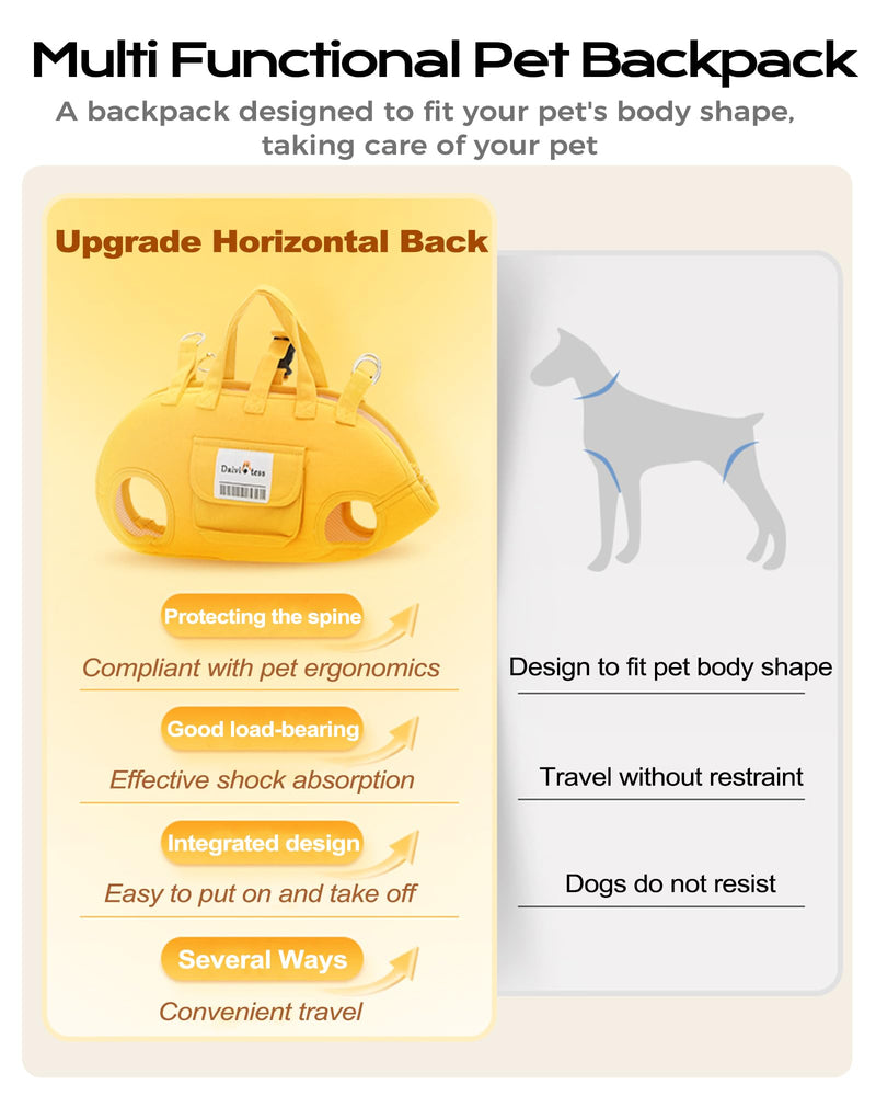 Dog Carry Sling, Full Body Sling with Handle, Hands Free Shoulder Carrier for Senior Dogs Joint Injuries, Joint Injuries, Up and Down Stairs (Yellow,M, 8.8~14.3 lbs) Yellow-M - PawsPlanet Australia