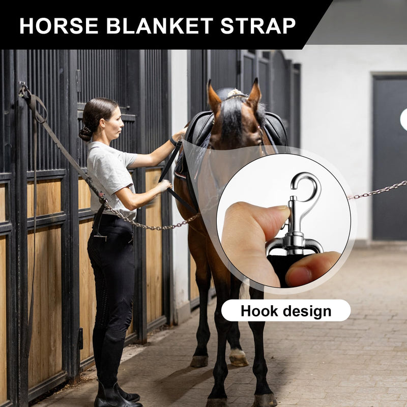 4pcs Horse Blanket Sheet Leg Straps, 28-55 Inch Black Nylon Horse Blanket Straps with Swivel Zinc Alloy Clip Adjustable Horse Blanket Belly Tail Straps Replacement Accessory for Horse Gear - PawsPlanet Australia