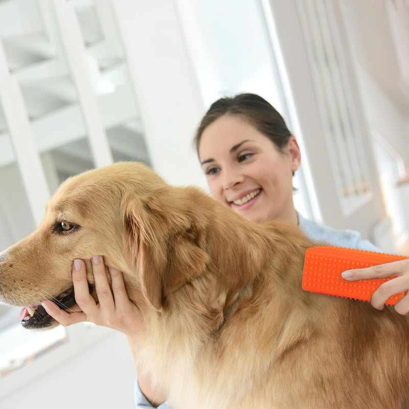 2pcs Silicone Pet Hair Brushes, Convenient Block Roller Cleaner Reusable Pet Hair Carpet Brush Portable Carpet Cleaner Roller for Furnishings Sofa Carpets Couch Bedding (Yellow & Orange) - PawsPlanet Australia