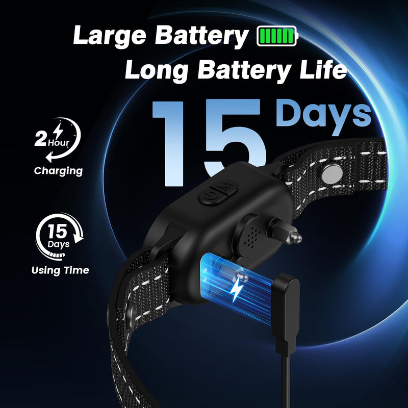 Dog Bark Collar, Rechargeable Smart Collar, with 4 Adjustable Modes Beep Vibration and 5 Adjustable Sensitivities, Bark Collar for Large Medium Small Dogs (Black) Black - PawsPlanet Australia