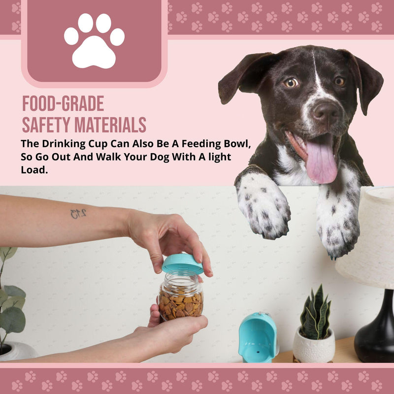 Leak Proof Portable Dog Water Bottle with Bowl – Travel Pet Water Dispenser for Walking & Hiking – Food Grade Plastic – Choose from 3 Colors (Pink, 320 ml) Pink - PawsPlanet Australia
