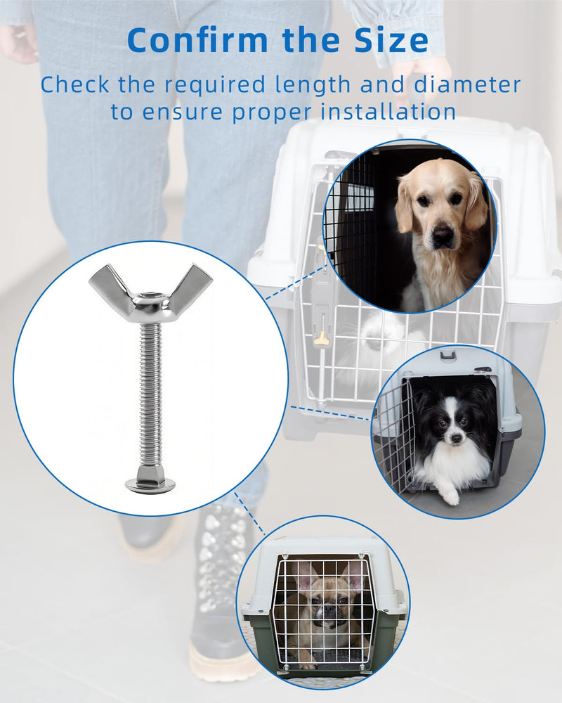 24 Sets M4 Pet Carrier Fasteners, Bolts with Butterfly Nuts for Kennels and Travel Crates, Replacement Hardware Kit for Dog and Cat Cages - PawsPlanet Australia